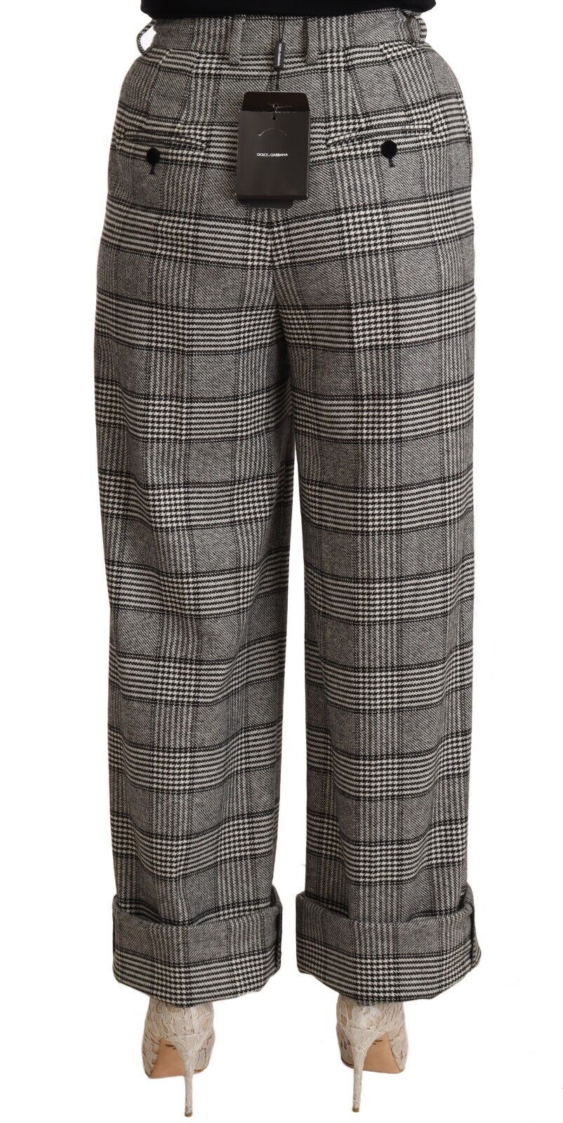 Dolce & Gabbana Gray Tartan Straight Trouser Wool Pants