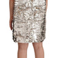 MSGM Silver Sequined Short Sleeves Shift Mini Dress