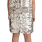 MSGM Silver Sequined Short Sleeves Shift Mini Dress