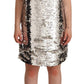 MSGM Silver Sequined Short Sleeves Shift Mini Dress