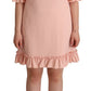 Dolce & Gabbana Pink Ruffled Sleeve Sheath Dress