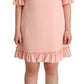 Dolce & Gabbana Pink Ruffled Sleeve Sheath Dress