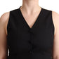 Dolce & Gabbana Black Button Down Sleeveless Viscose Vest Top