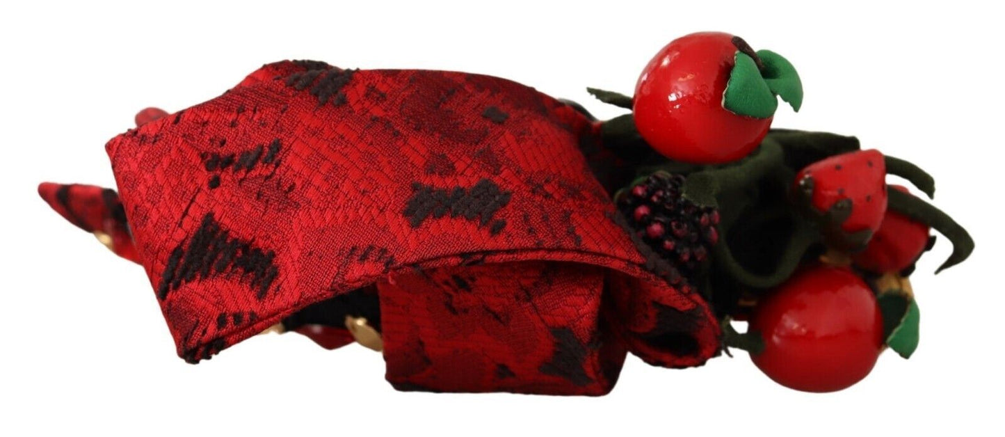 Dolce & Gabbana Red Tiara Berry Fruit Crystal Bow Hair Diadem Headband