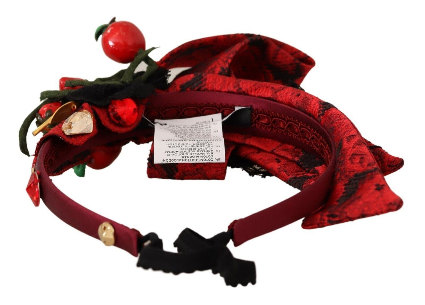 Dolce & Gabbana Red Tiara Berry Fruit Crystal Bow Hair Diadem Headband