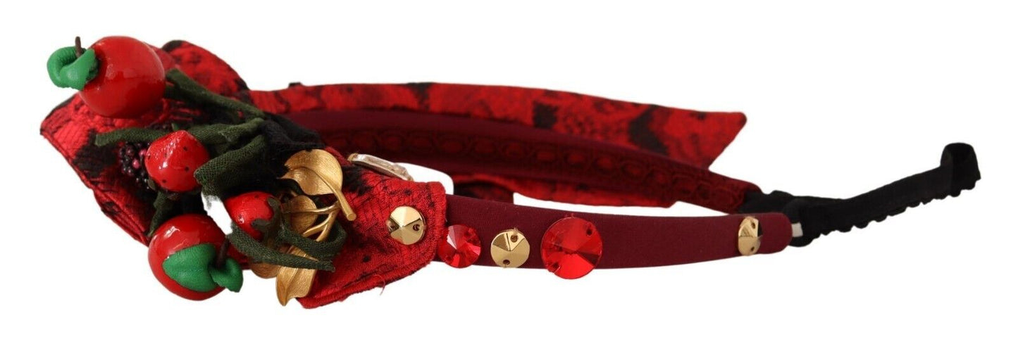 Dolce & Gabbana Red Tiara Berry Fruit Crystal Bow Hair Diadem Headband