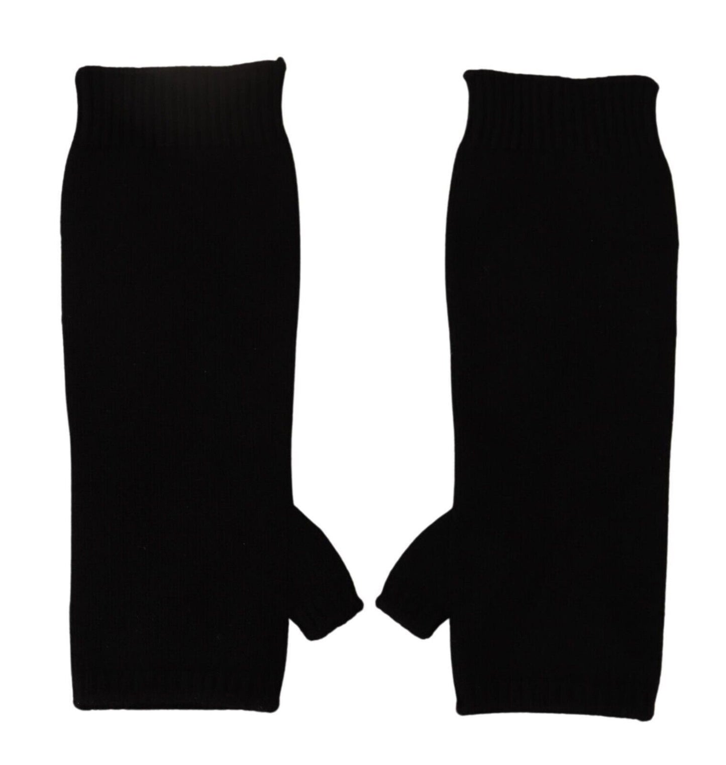 Dolce & Gabbana Black Knitted Fingerless Elbow Length Gloves