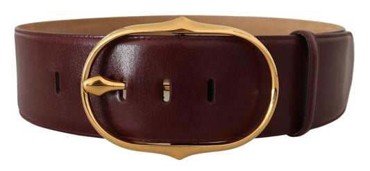 Dolce & Gabbana Dark Brown Leather Gold Metal Buckle Belt