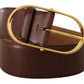 Dolce & Gabbana Brown Leather Gold Metal Oval Buckle Belt