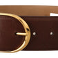 Dolce & Gabbana Brown Leather Gold Metal Oval Buckle Belt