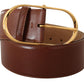 Dolce & Gabbana Brown Leather Gold Metal Oval Buckle Belt