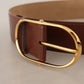 Dolce & Gabbana Brown Leather Gold Metal Oval Buckle Belt