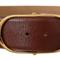 Dolce & Gabbana Brown Leather Gold Metal Oval Buckle Belt