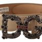 Dolce & Gabbana Beige Leather Silver Logo Buckle Amore Belt