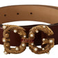 Dolce & Gabbana Brown Leather Brass Logo Buckle Amore Belt