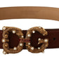 Dolce & Gabbana Brown Leather Brass Logo Buckle Amore Belt