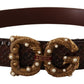 Dolce & Gabbana Brown Exotic Leather Logo Buckle Amore Belt