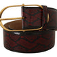 Dolce & Gabbana Red Exotic Leather Gold Oval Buckle Belt