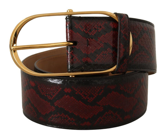 Dolce & Gabbana Red Exotic Leather Gold Oval Buckle Belt