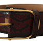 Dolce & Gabbana Red Exotic Leather Gold Oval Buckle Belt