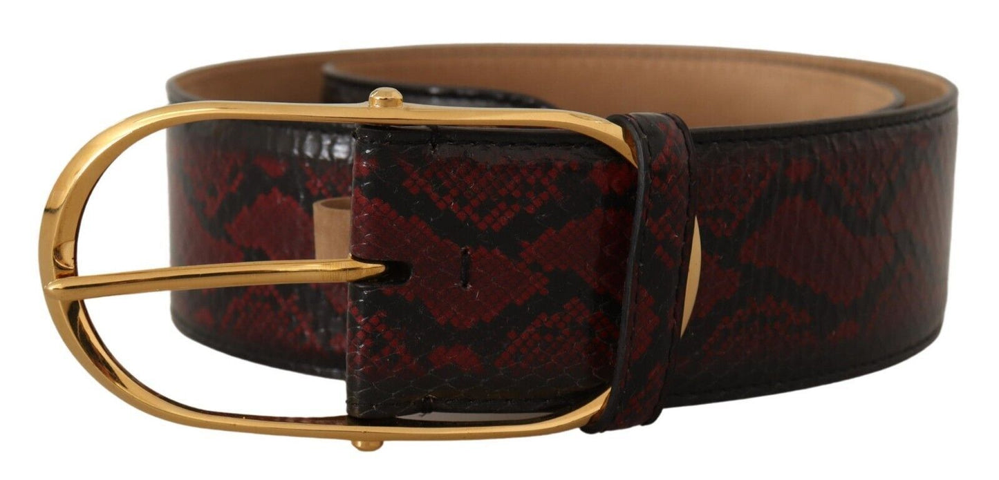 Dolce & Gabbana Red Exotic Leather Gold Oval Buckle Belt