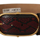 Dolce & Gabbana Red Exotic Leather Gold Oval Buckle Belt