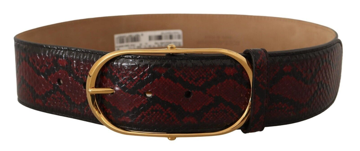 Dolce & Gabbana Red Exotic Leather Gold Oval Buckle Belt