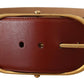 Dolce & Gabbana Maroon Leather Gold Metal Oval Buckle Belt