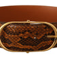 Dolce & Gabbana Brown Exotic Leather Gold Oval Buckle Belt