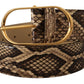 Dolce & Gabbana Brown Exotic Leather Gold Oval Buckle Belt