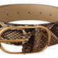 Dolce & Gabbana Brown Exotic Leather Gold Oval Buckle Belt