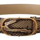 Dolce & Gabbana Brown Exotic Leather Gold Oval Buckle Belt