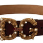 Dolce & Gabbana Bordeaux Leather Brass Logo Buckle Baroque Amore Belt