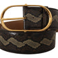 Dolce & Gabbana Brown Exotic Leather Gold Oval Buckle Belt