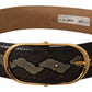 Dolce & Gabbana Brown Exotic Leather Gold Oval Buckle Belt