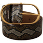 Dolce & Gabbana Brown Python Leather Gold Oval Buckle Belt