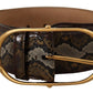 Dolce & Gabbana Brown Python Leather Gold Oval Buckle Belt