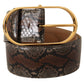 Dolce & Gabbana Brown Exotic Leather Gold Oval Buckle Belt