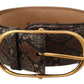 Dolce & Gabbana Brown Exotic Leather Gold Oval Buckle Belt