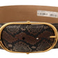 Dolce & Gabbana Brown Exotic Leather Gold Oval Buckle Belt