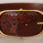 Dolce & Gabbana Brown Exotic Leather Gold Oval Buckle Belt