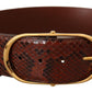 Dolce & Gabbana Brown Exotic Leather Gold Oval Buckle Belt