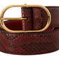 Dolce & Gabbana Red Exotic Leather Gold Oval Buckle Belt