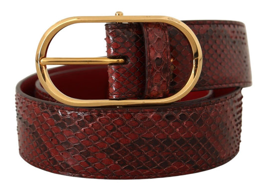 Dolce & Gabbana Red Exotic Leather Gold Oval Buckle Belt