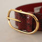 Dolce & Gabbana Red Exotic Leather Gold Oval Buckle Belt