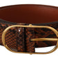 Dolce & Gabbana Brown Exotic Leather Gold Oval Buckle Belt