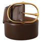 Dolce & Gabbana Brown Leather Gold Metal Oval Buckle Belt