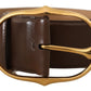 Dolce & Gabbana Brown Leather Gold Metal Oval Buckle Belt