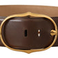 Dolce & Gabbana Brown Leather Gold Metal Oval Buckle Belt