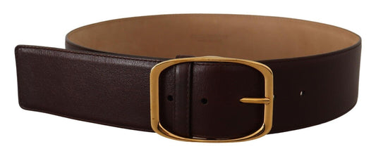 Dolce & Gabbana Dark Brown Leather Gold Metal Buckle Belt